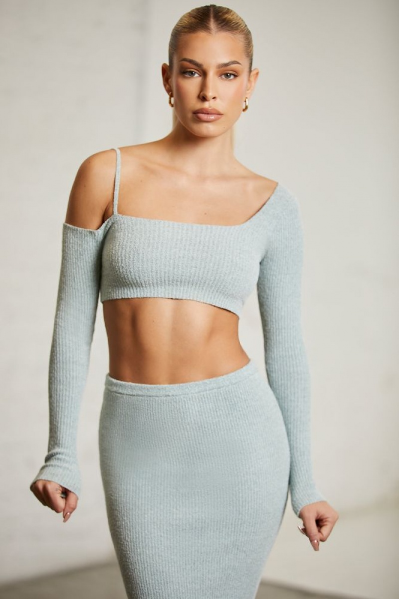 Mint Oh Polly Dagny Asymmetric Long Sleeve Crop Top | BORS-90271