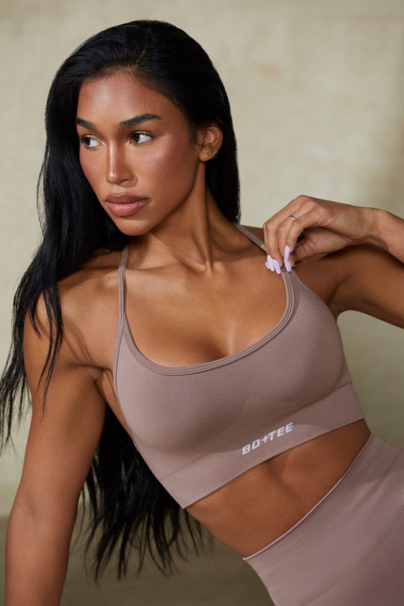 Mocha Oh Polly Definition Low Back Define Luxe Sports Bra | MPYA-18496