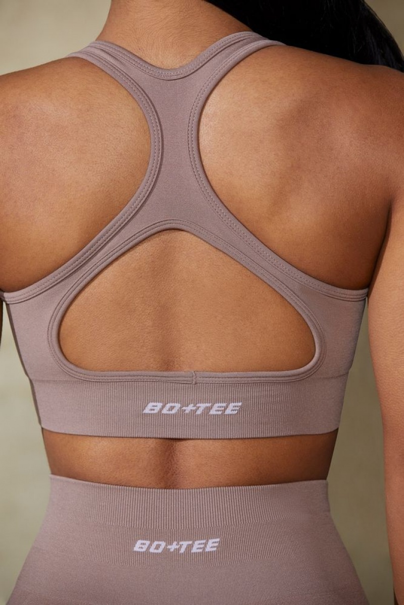 Mocha Oh Polly Mindset Cut Out Define Luxe Sports Bra | KFBE-92836