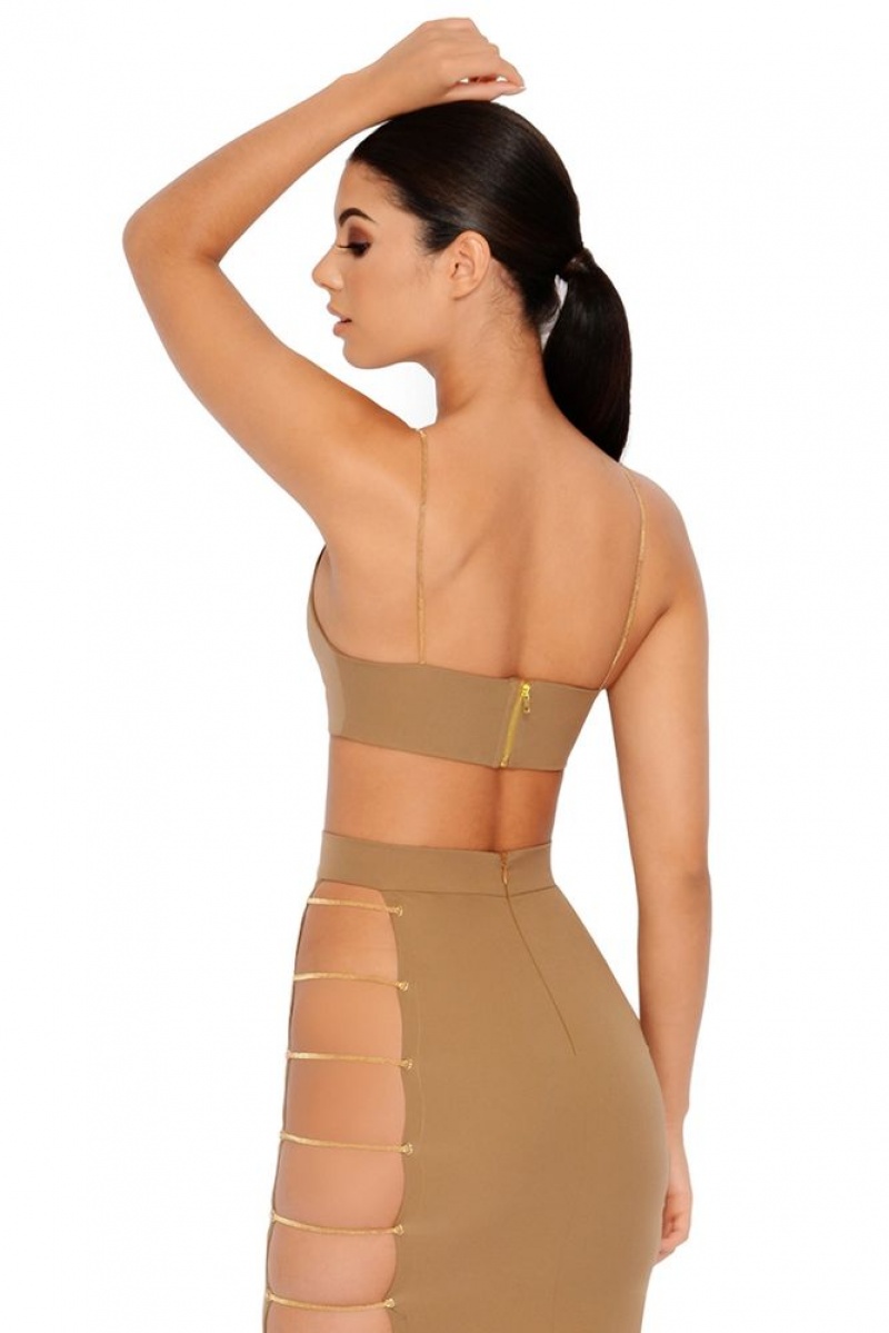 Mocha Oh Polly Strappy Go Lucky Cut Out Chain Skirt | BDSO-58341