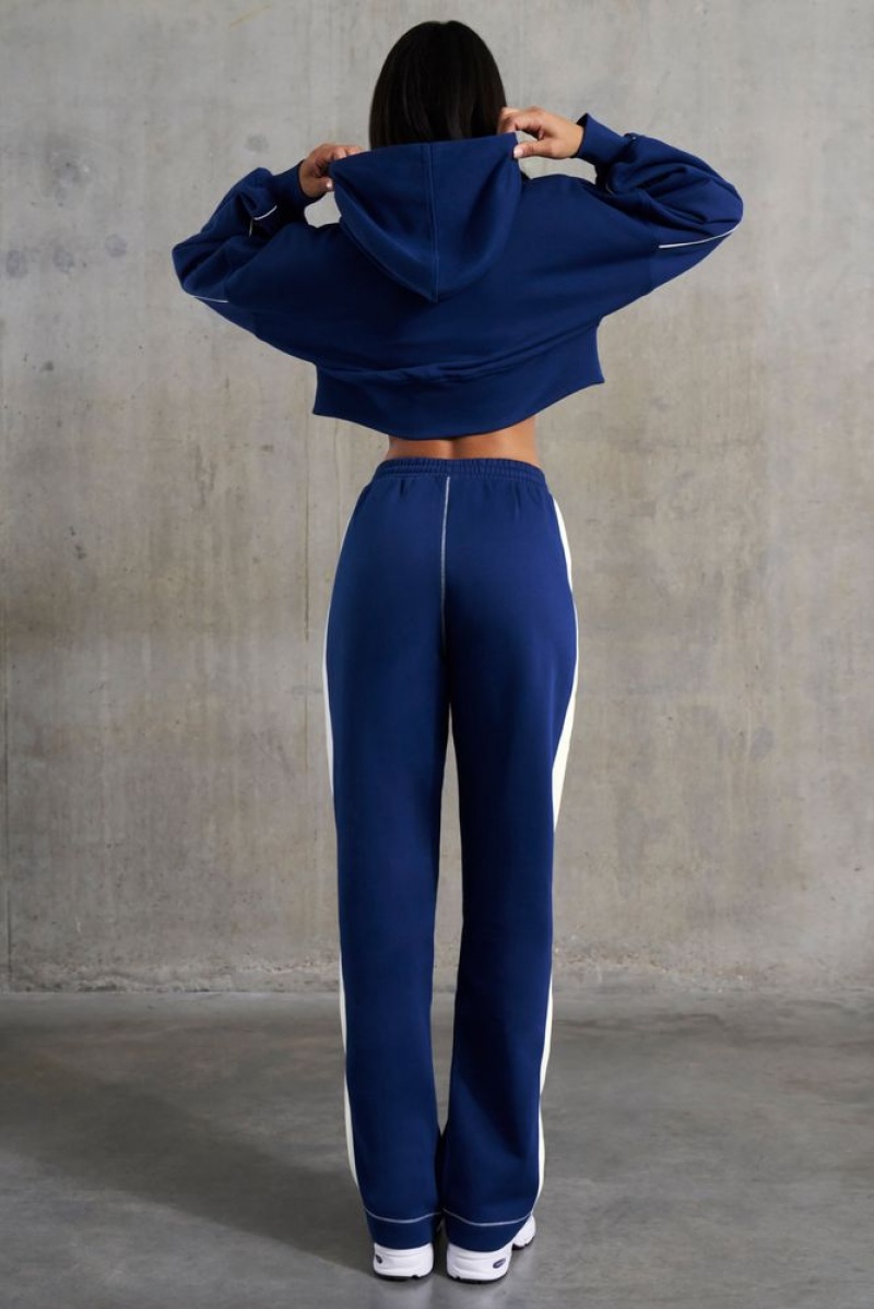 Navy Oh Polly Elite Petite Wide Leg Sweatpants | CSOU-48592