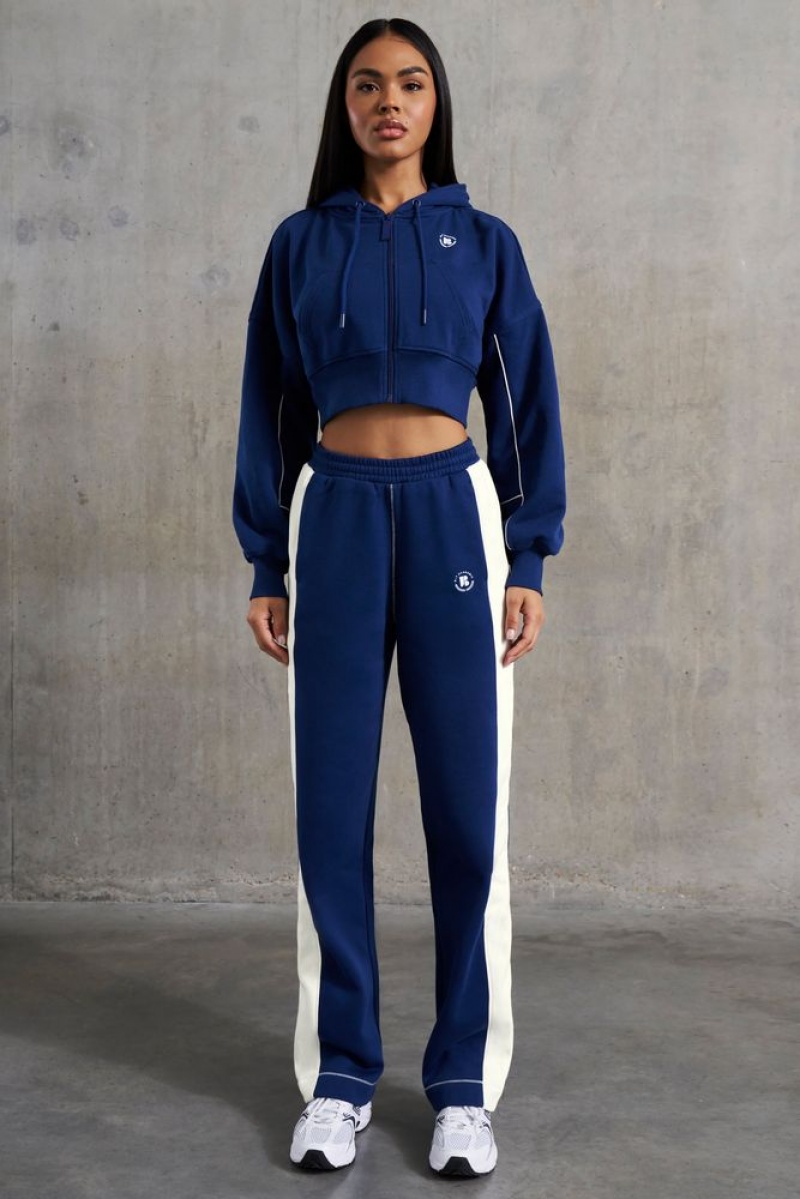 Navy Oh Polly Elite Petite Wide Leg Sweatpants | CSOU-48592