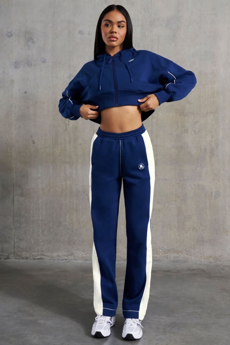 Navy Oh Polly Elite Petite Wide Leg Sweatpants | CSOU-48592