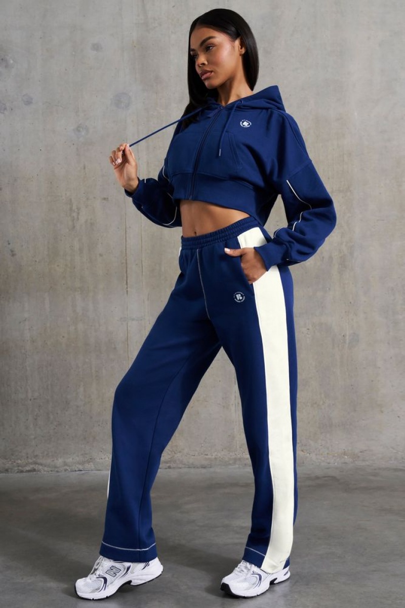 Navy Oh Polly Elite Petite Wide Leg Sweatpants | CSOU-48592