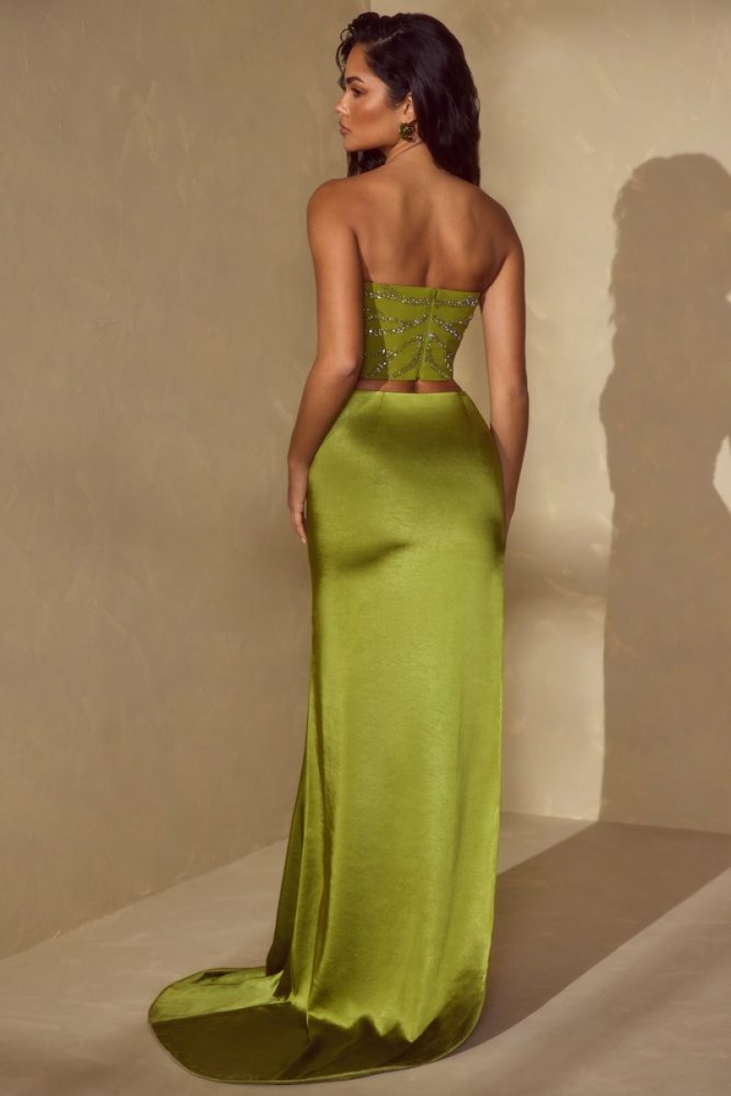 Olive Oh Polly Amara High Slit Gown Length Skirt with Train | HLDU-34521