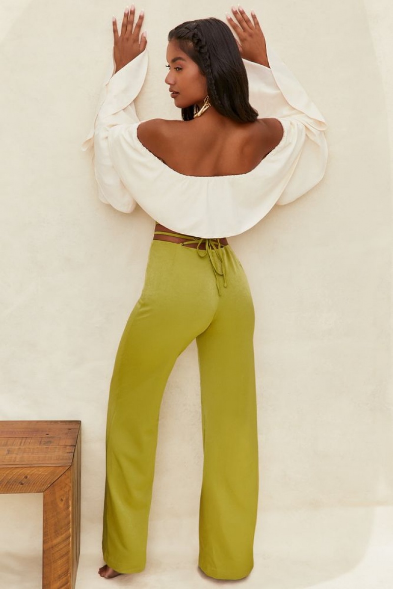 Olive Oh Polly Desert Breeze Cut Out Wide Leg Trousers | HOSE-82453