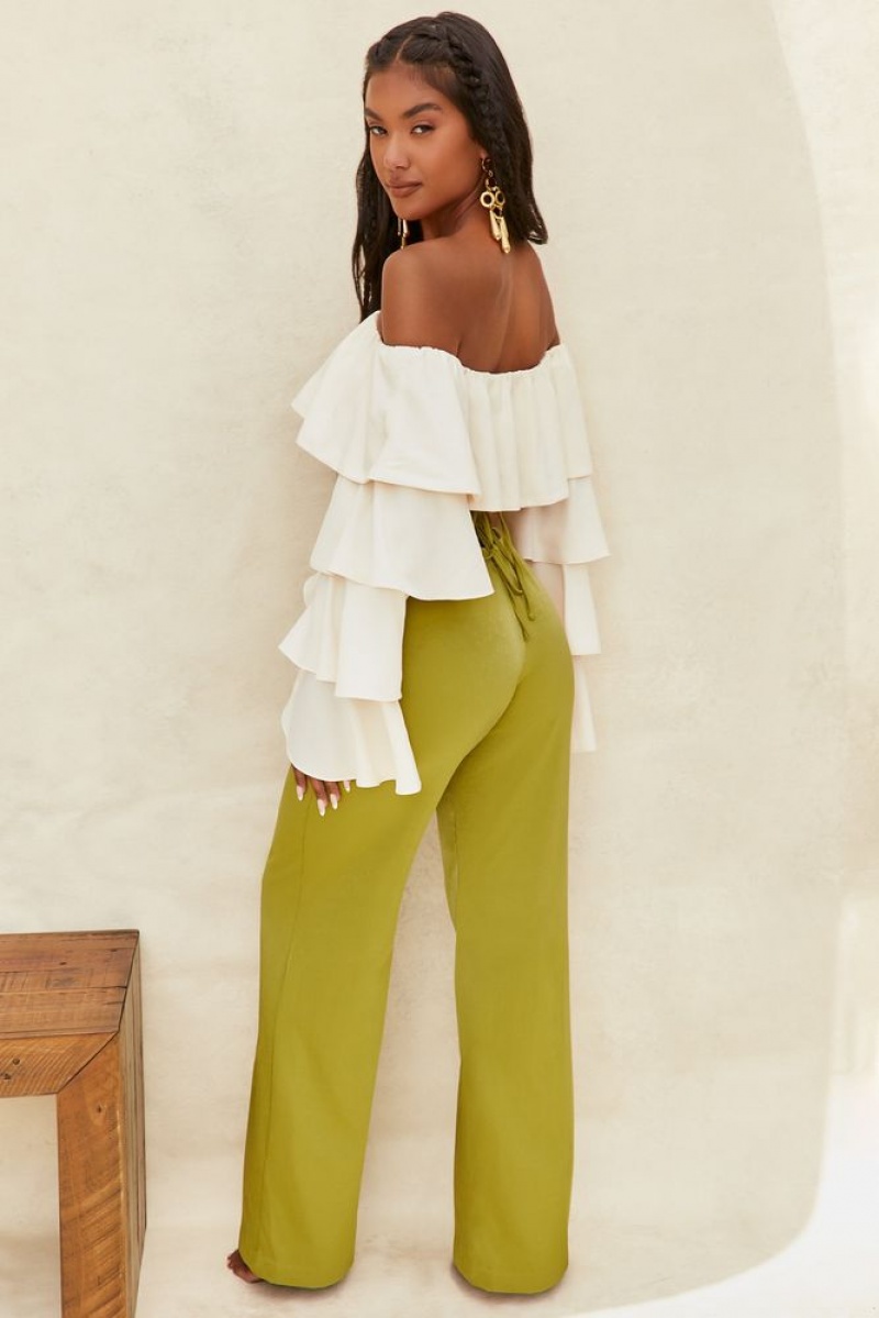 Olive Oh Polly Desert Breeze Cut Out Wide Leg Trousers | HOSE-82453