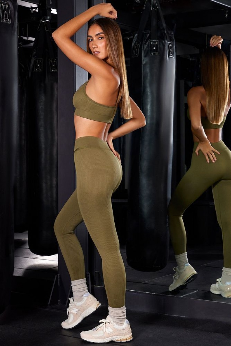 Olive Oh Polly In Control High Waist Ribbed Leggings | SXVK-58236