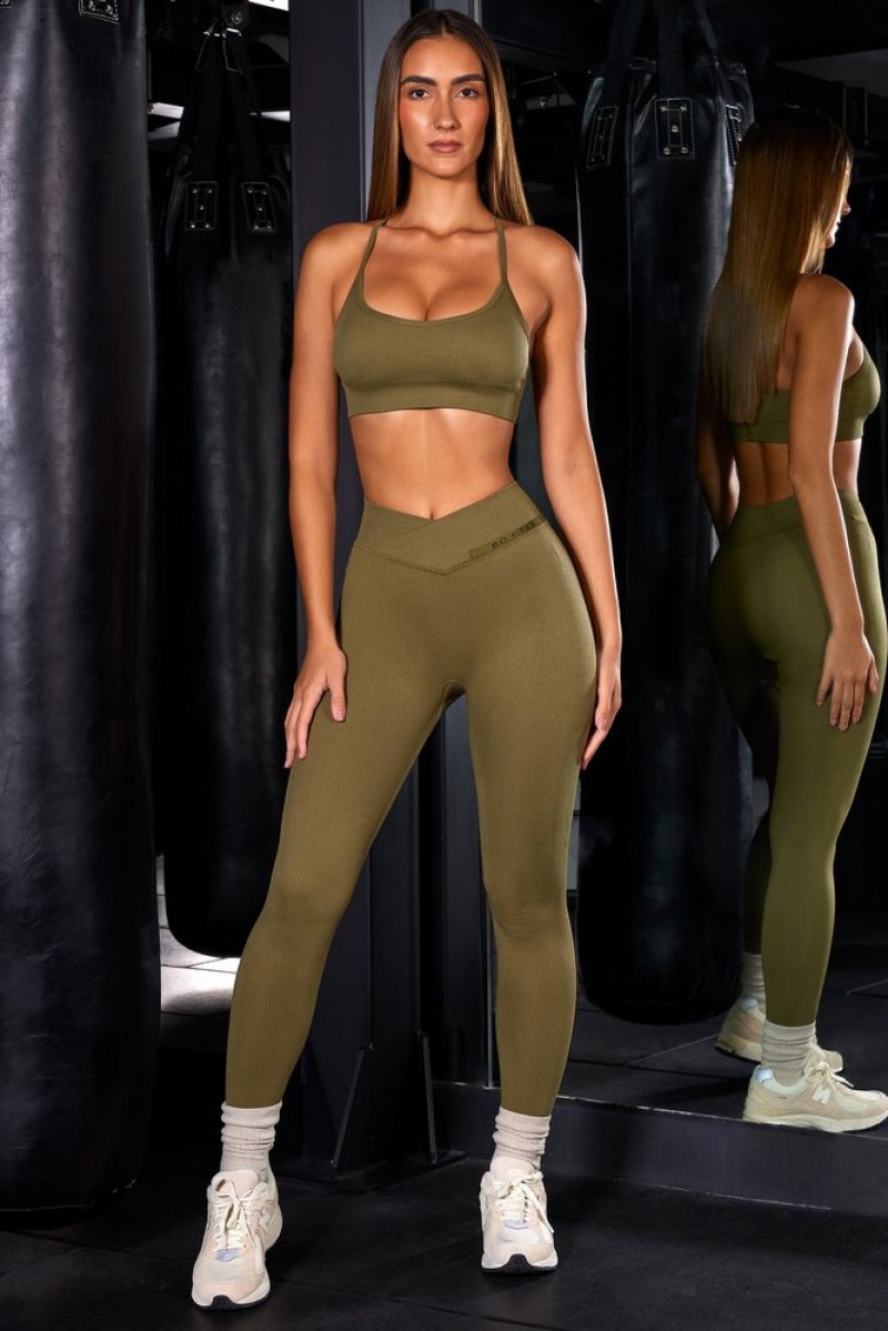 Olive Oh Polly In Control High Waist Ribbed Leggings | SXVK-58236