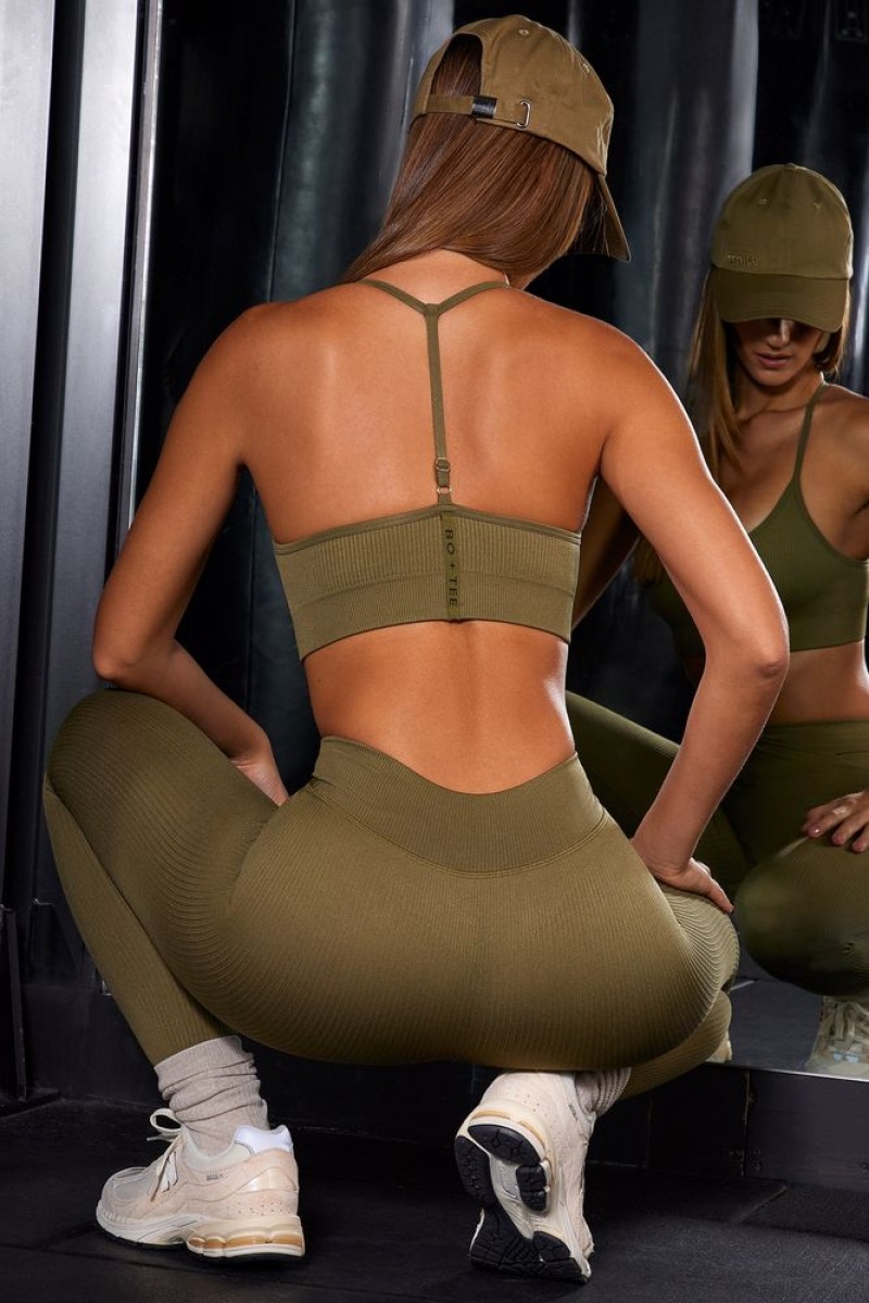 Olive Oh Polly In Control High Waist Ribbed Leggings | SXVK-58236