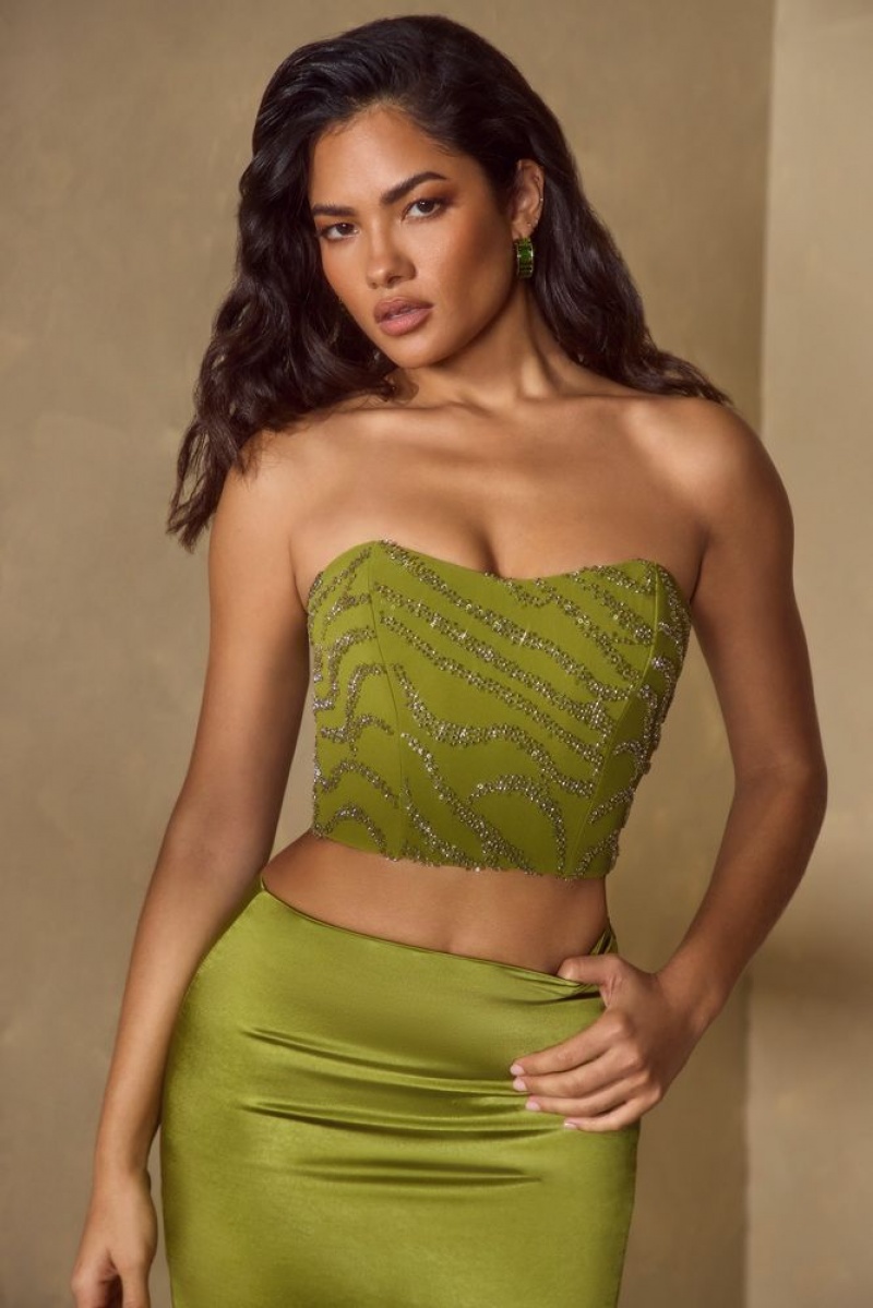 Olive Oh Polly Mina Embellished Bandeau Corset Top | NLCV-61547