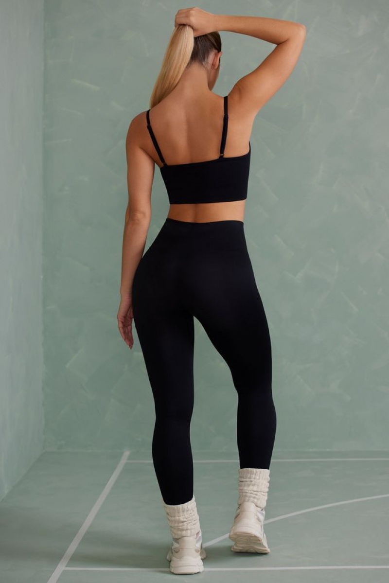 Onyx Black Oh Polly Vitality Petite Super Sculpt Full Length Leggings | MZXI-90285