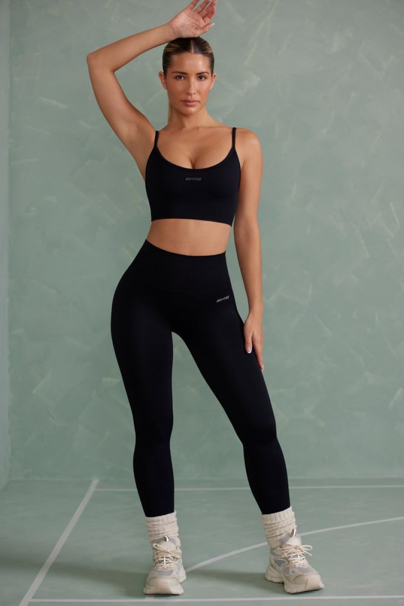 Onyx Black Oh Polly Vitality Petite Super Sculpt Full Length Leggings | MZXI-90285