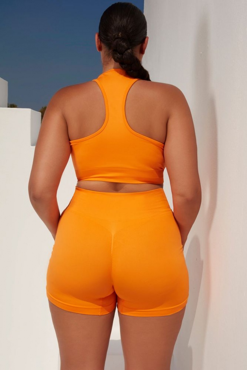 Orange Oh Polly Radiate Ruched Sports Bra | FTIU-74153