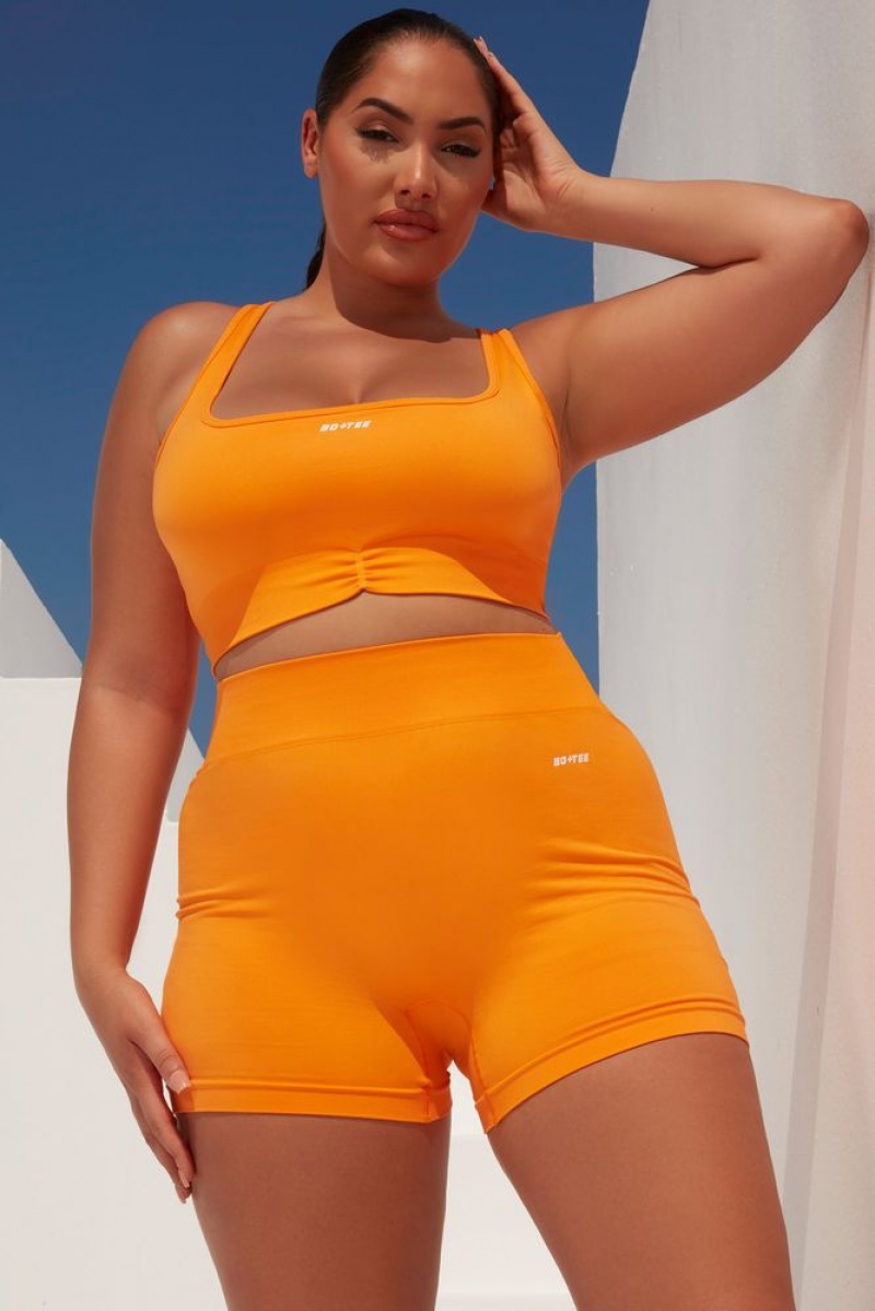 Orange Oh Polly Radiate Ruched Sports Bra | FTIU-74153