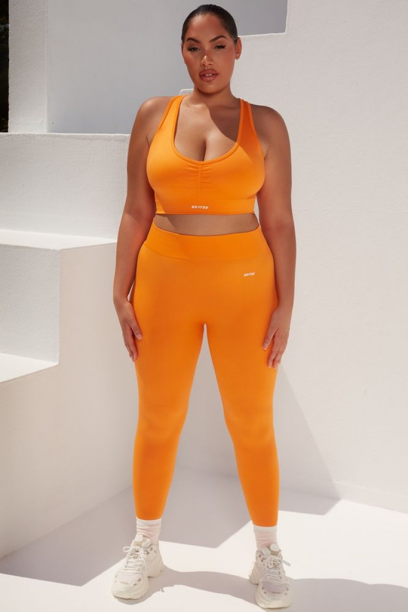 Orange Oh Polly Surge Petite Curved Waist Seamless Leggings | WRFV-32917