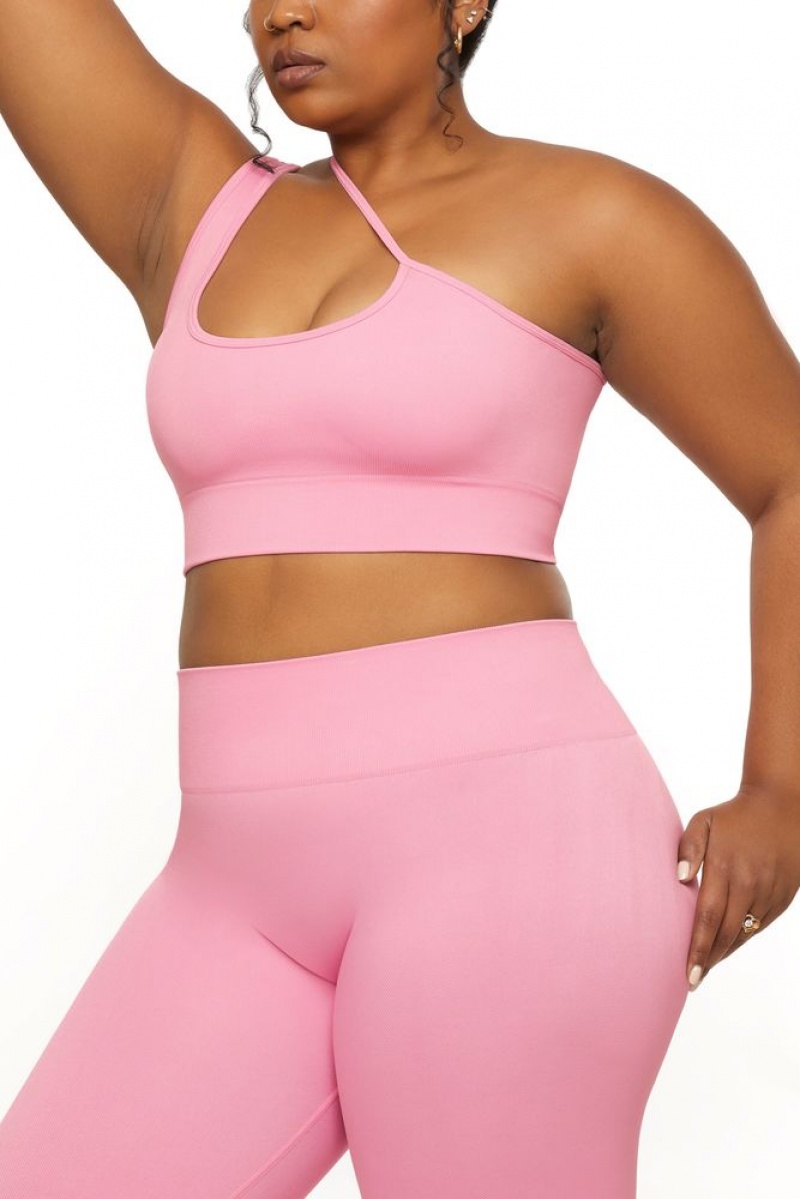 Pink Oh Polly Evolve Asymmetric Seamless Crop Top | JYEZ-63704