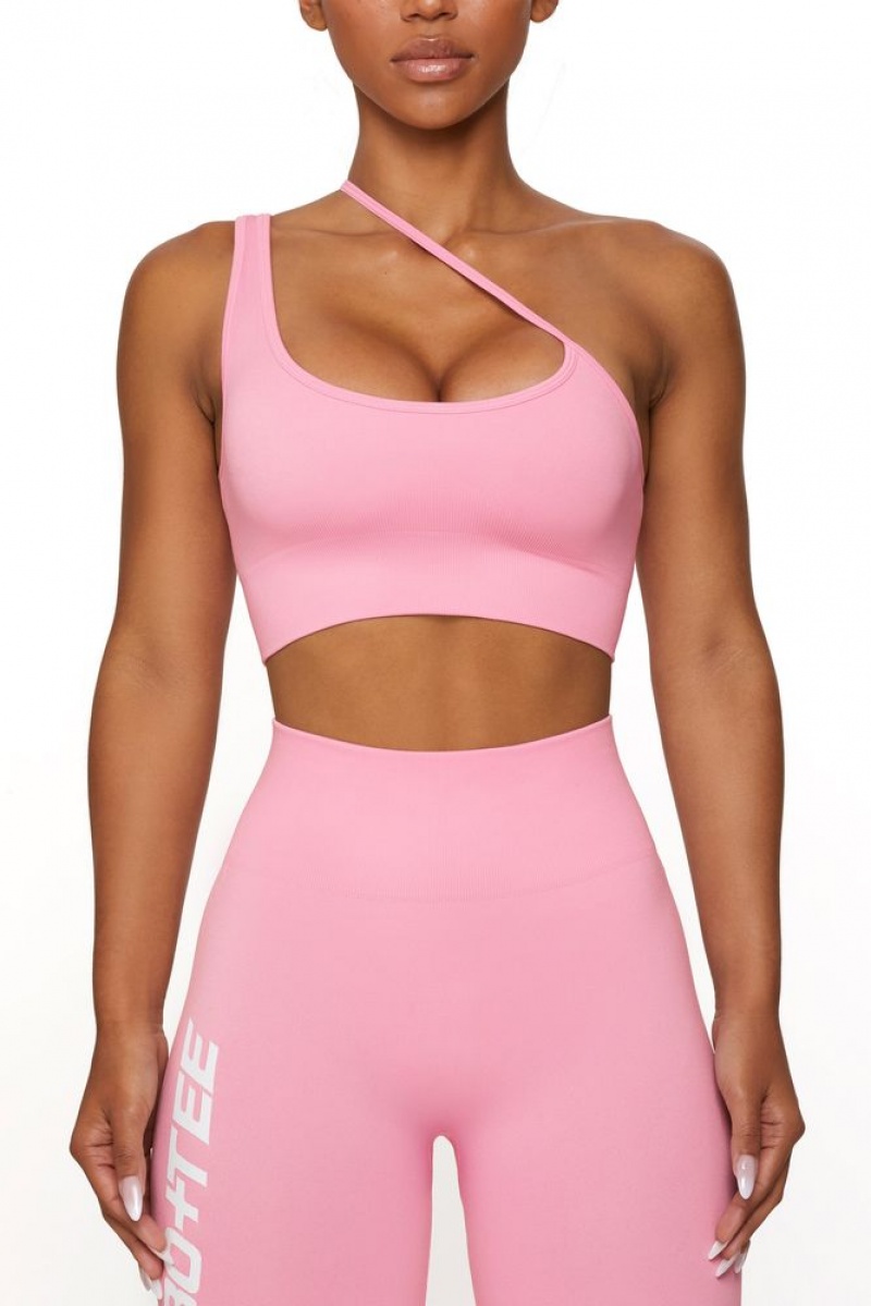 Pink Oh Polly Evolve Asymmetric Seamless Crop Top | JYEZ-63704