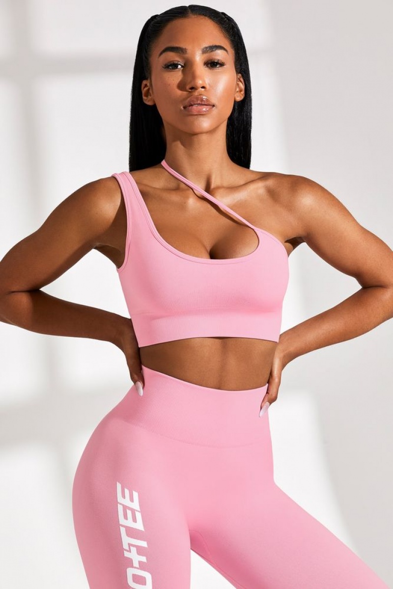 Pink Oh Polly Evolve Asymmetric Seamless Crop Top | JYEZ-63704