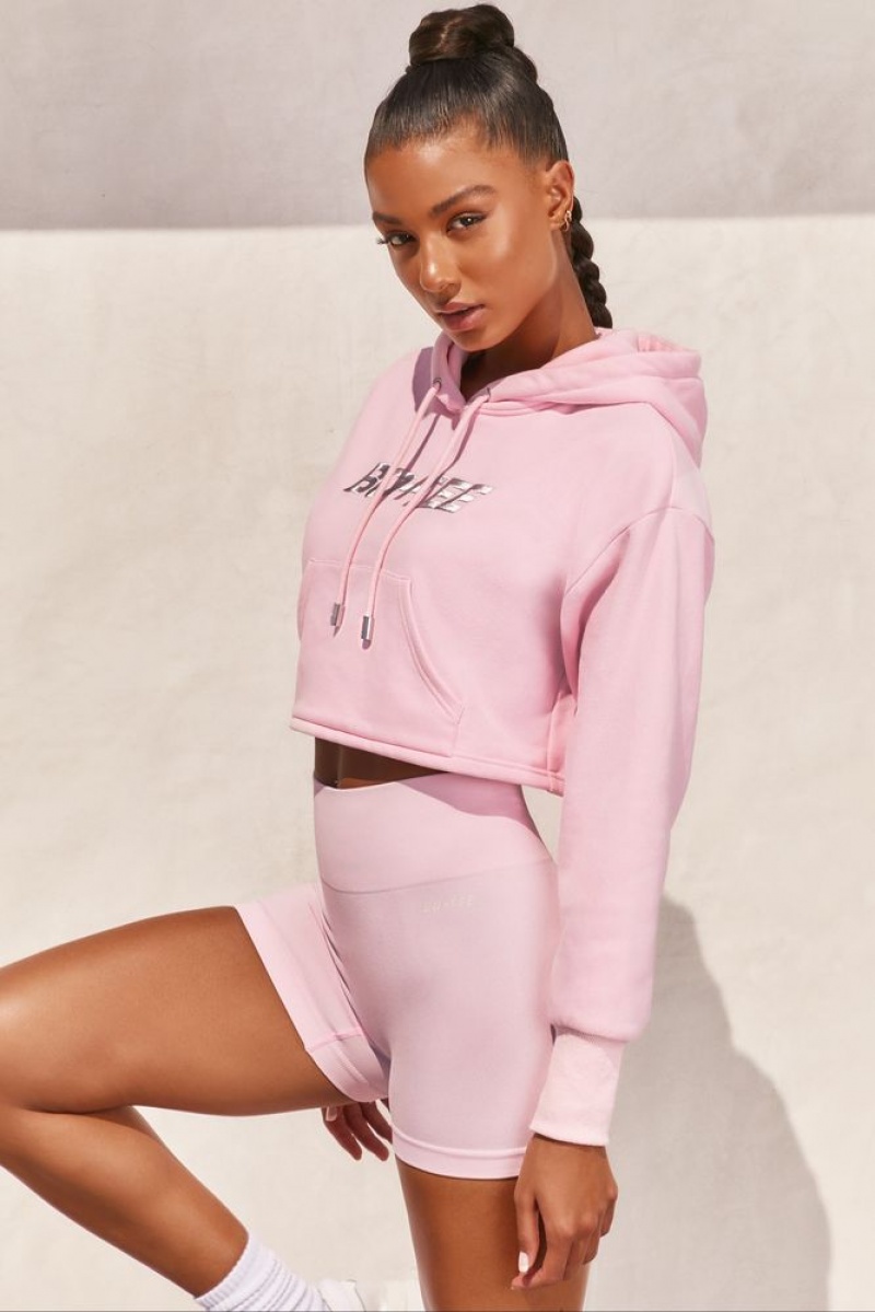 Pink Oh Polly Off Duty Cropped Hoodie | EHLN-83219