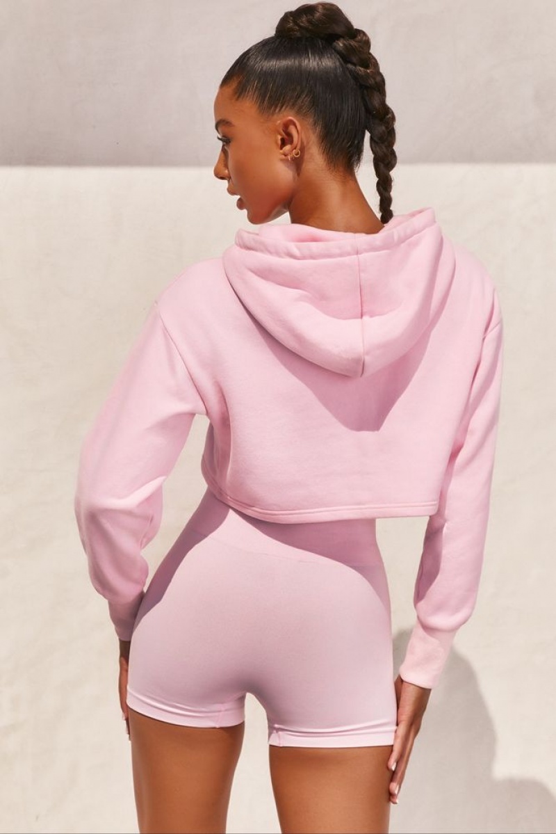 Pink Oh Polly Off Duty Cropped Hoodie | EHLN-83219