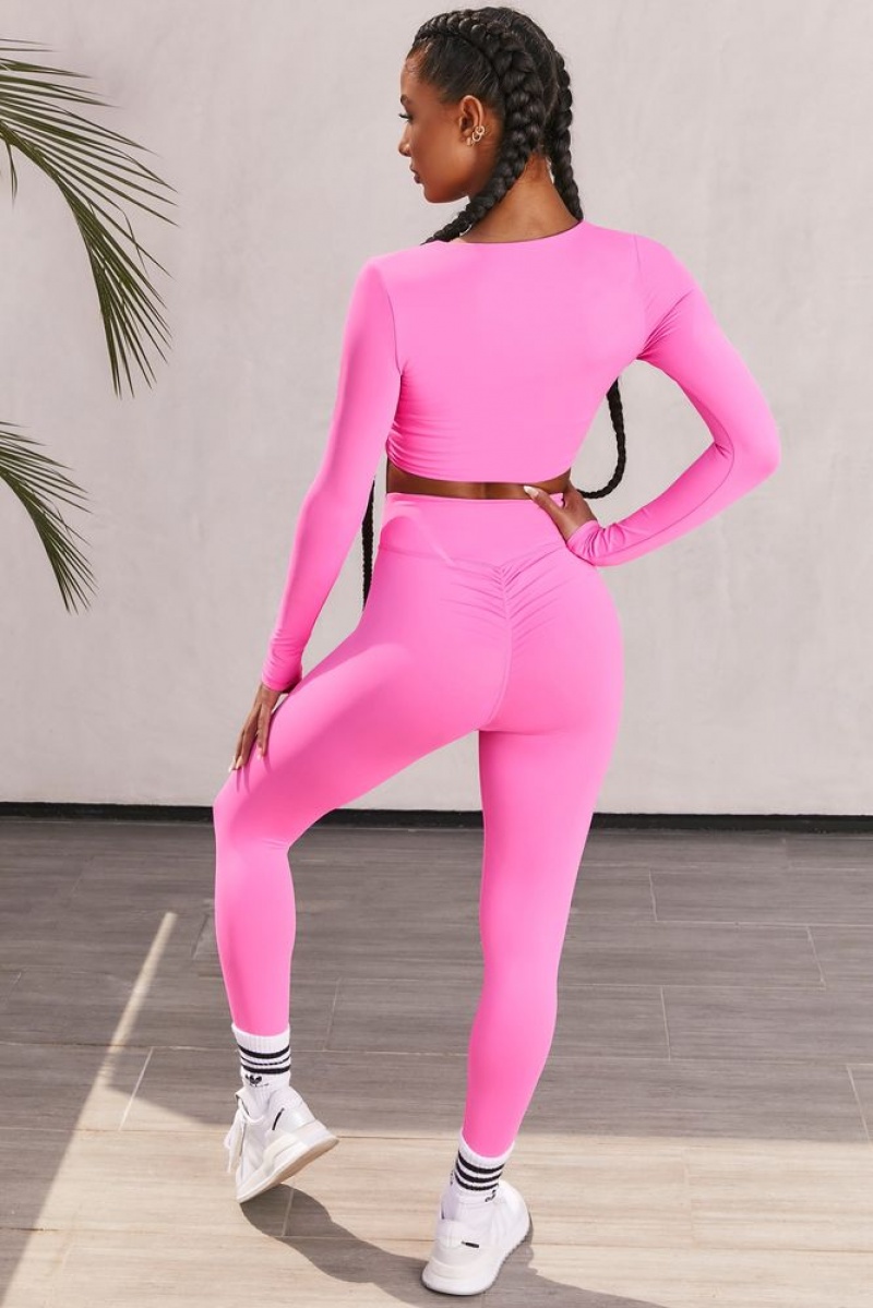 Pink Oh Polly Potential Slinky Full Length Leggings | YVOX-89245