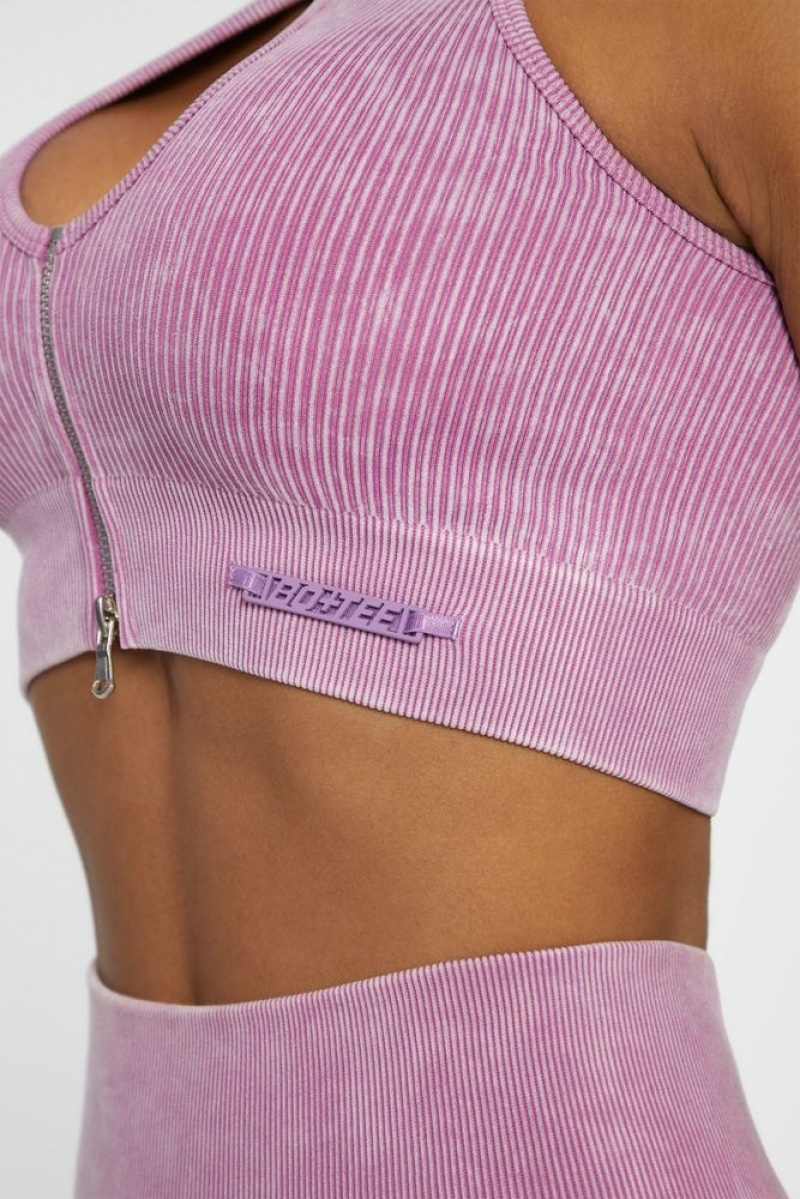 Pink Oh Polly Relay Keyhole Zip Crop Top | PGHD-80946