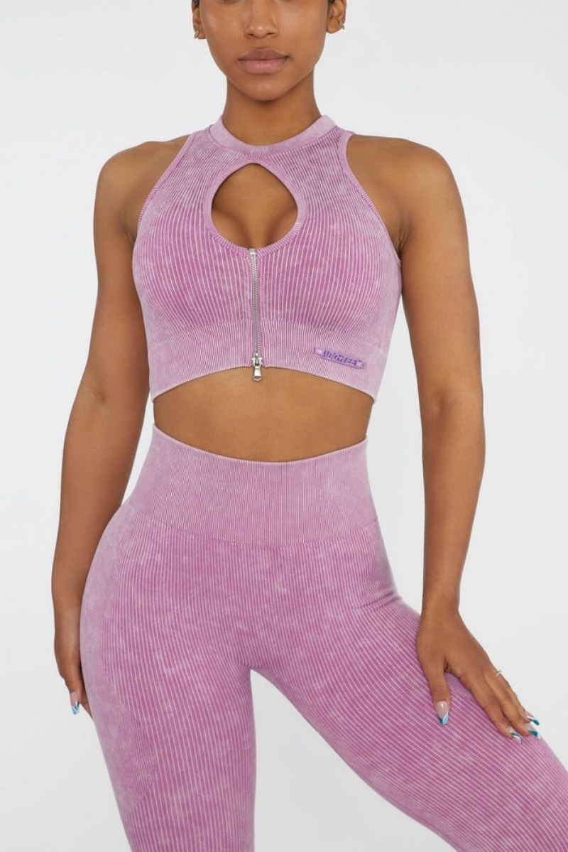 Pink Oh Polly Relay Keyhole Zip Crop Top | PGHD-80946