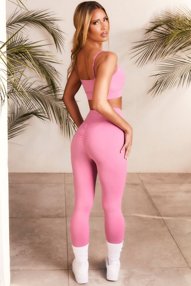 Pink Oh Polly Sprint Slinky Scrunch Bum Leggings | NXBG-03578