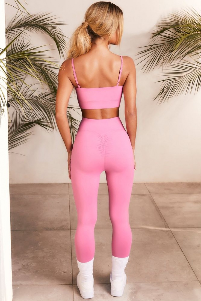 Pink Oh Polly Sprint Slinky Scrunch Bum Leggings | NXBG-03578