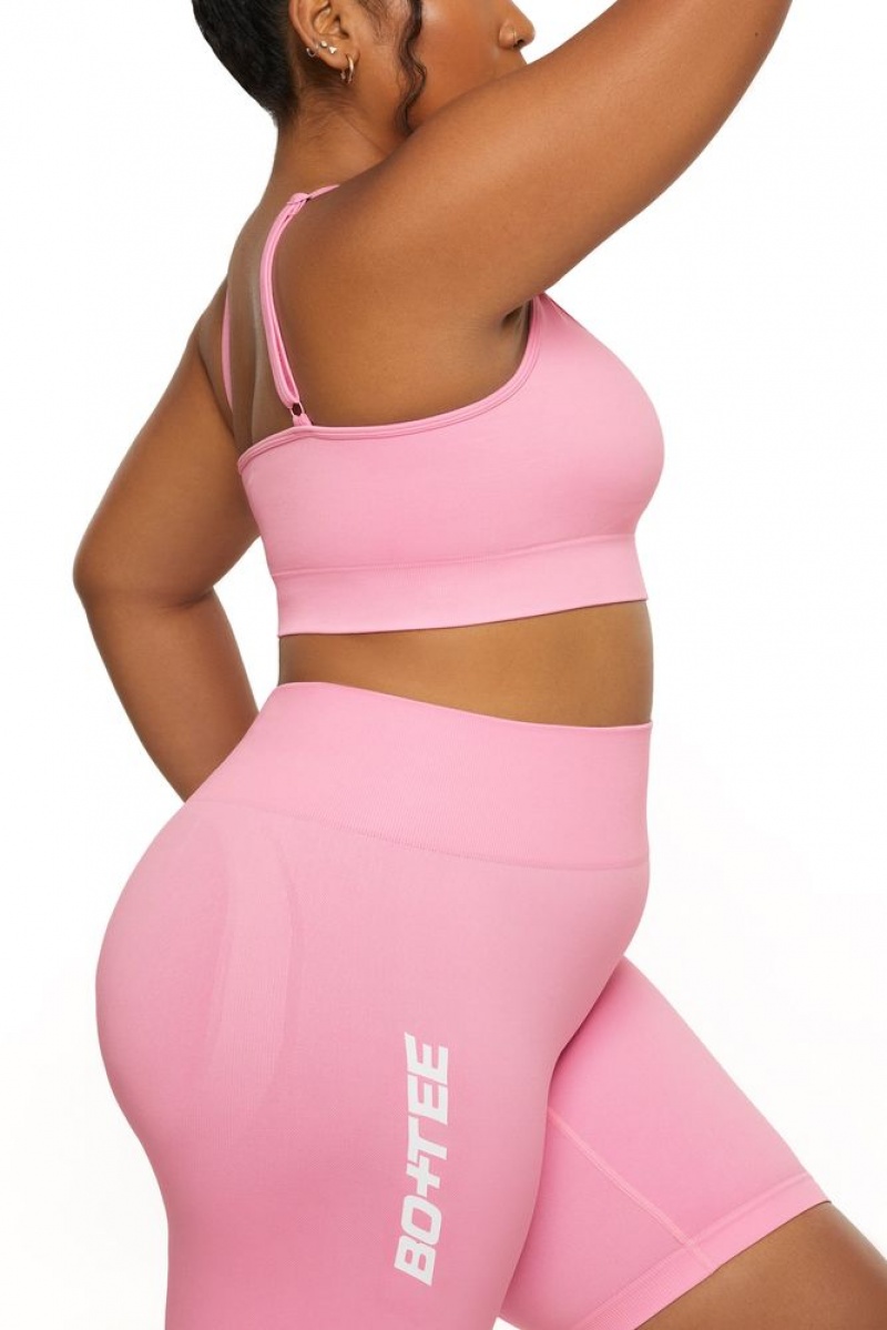 Pink Oh Polly Strength Plunge Neckline Sports Bra | YWMT-25019