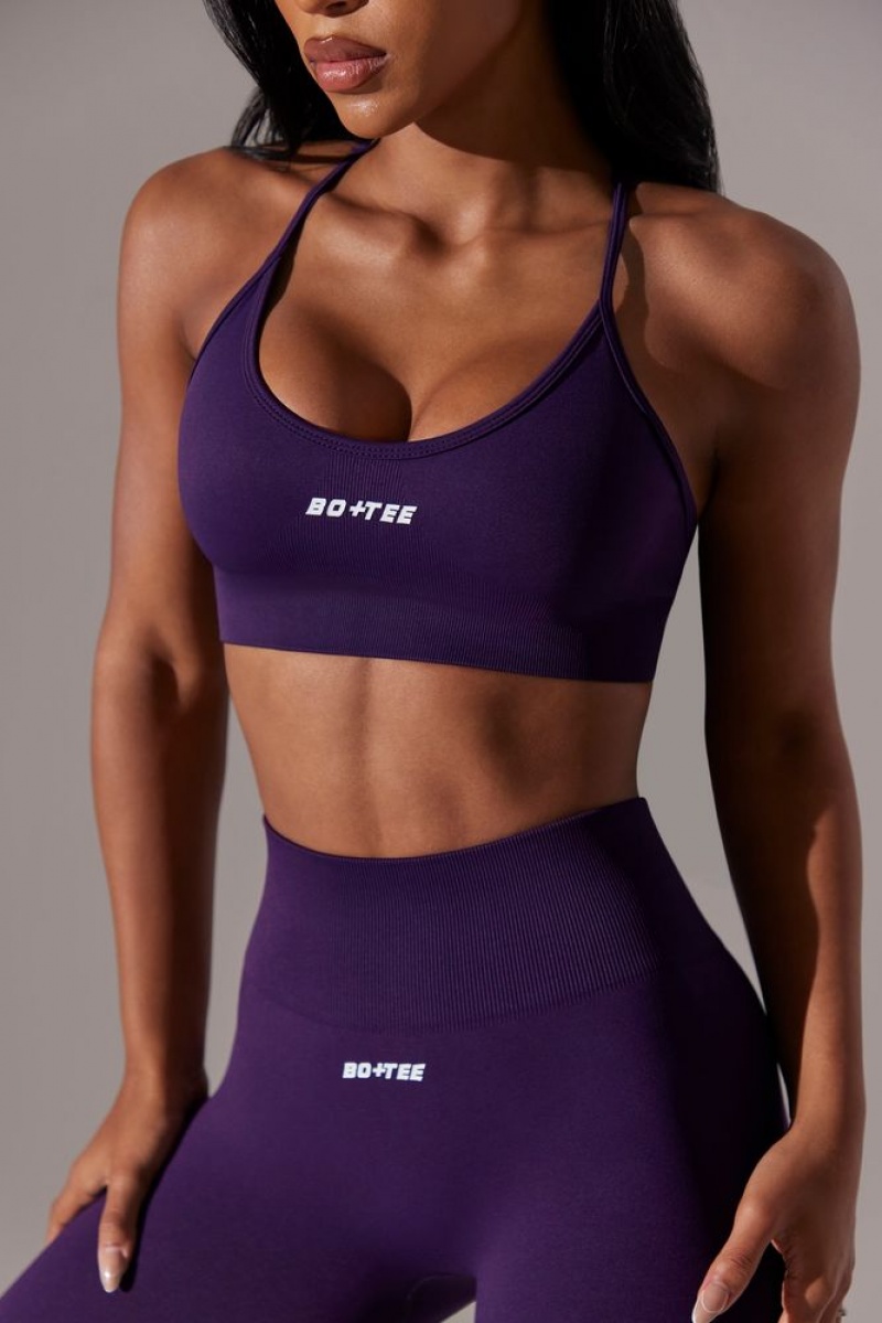 Purple Oh Polly Constant Scoop Neck Multi Strap Sports Bra | XASQ-94351