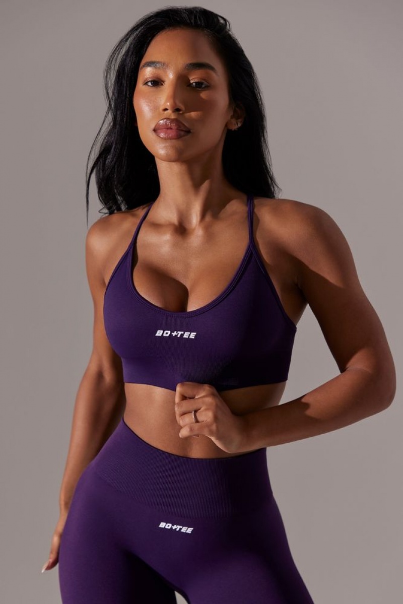 Purple Oh Polly Constant Scoop Neck Multi Strap Sports Bra | XASQ-94351