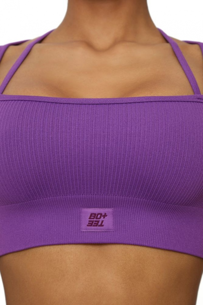 Purple Oh Polly High Energy Short Sleeve Crop Top | SMQI-49560