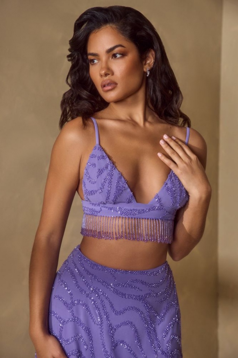 Purple Oh Polly Vaira Embellished Bra Top | CPEQ-07963