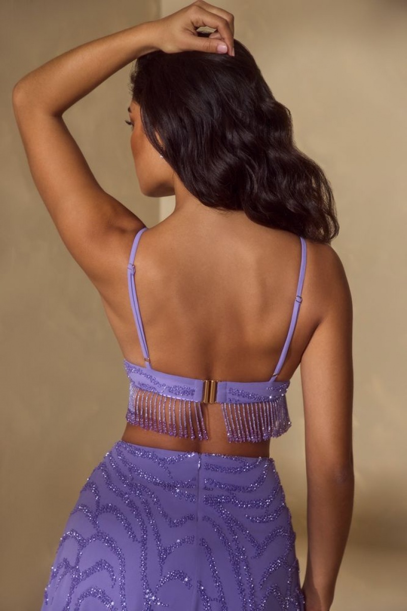 Purple Oh Polly Vaira Embellished Bra Top | CPEQ-07963