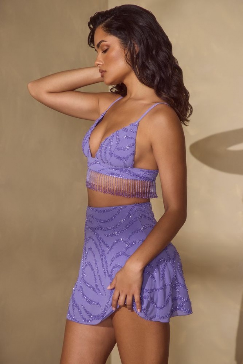 Purple Oh Polly Vaira Embellished Bra Top | CPEQ-07963