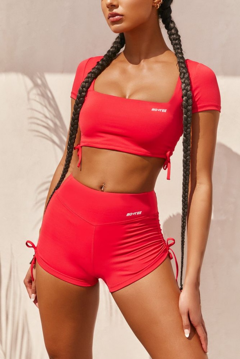 Red Oh Polly Ambition Slinky Cut Out Crop Top | TEDQ-57019