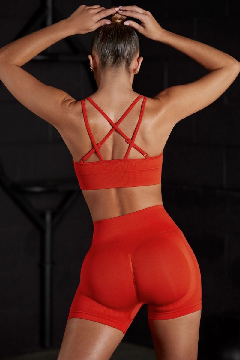 Red Oh Polly Streamline Seamless Strappy Sports Bra | TOYI-15980