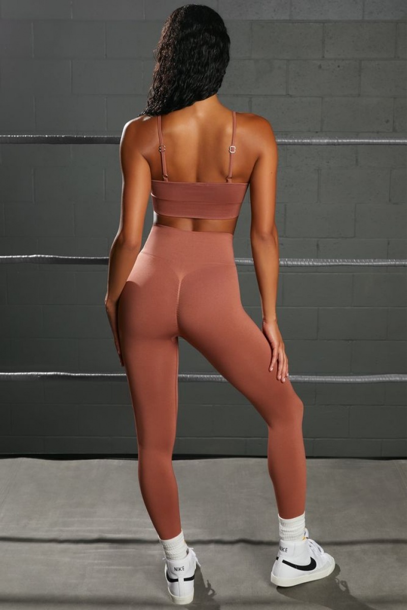 Rust Oh Polly Surge Curved Waist Seamless Leggings | NKZW-89761