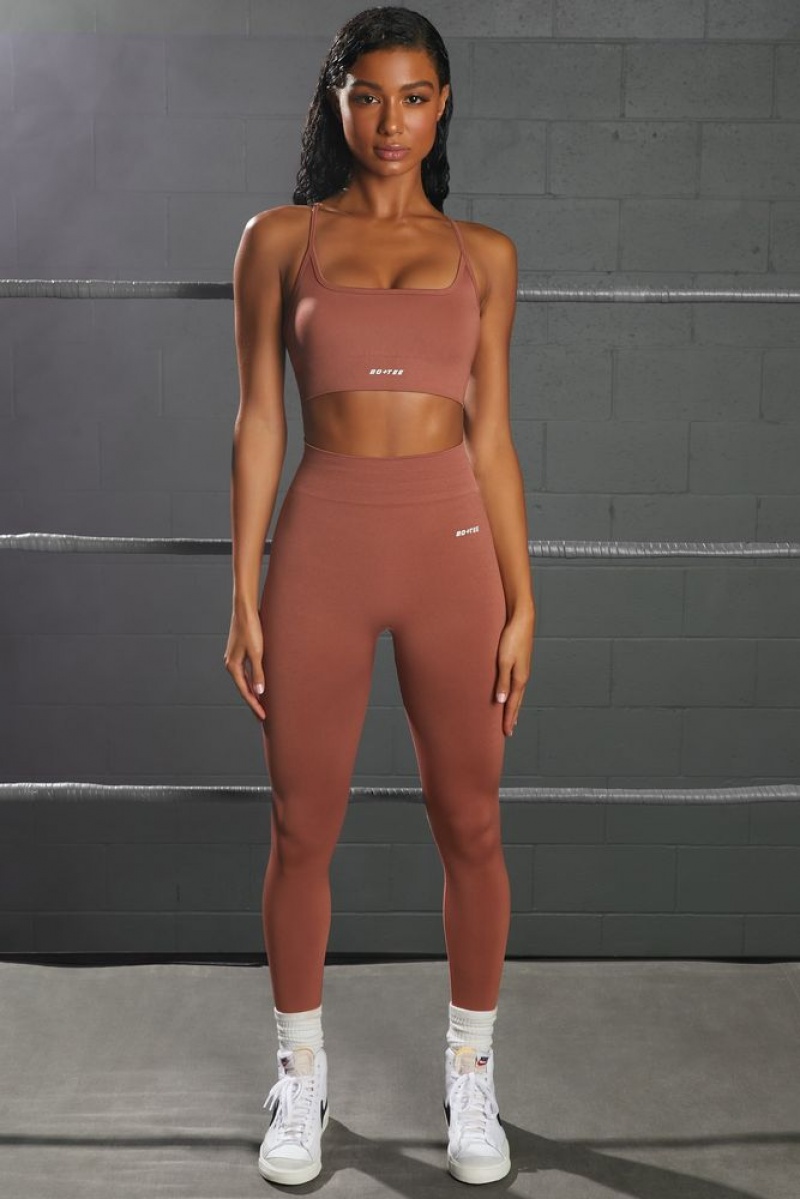 Rust Oh Polly Surge Curved Waist Seamless Leggings | NKZW-89761