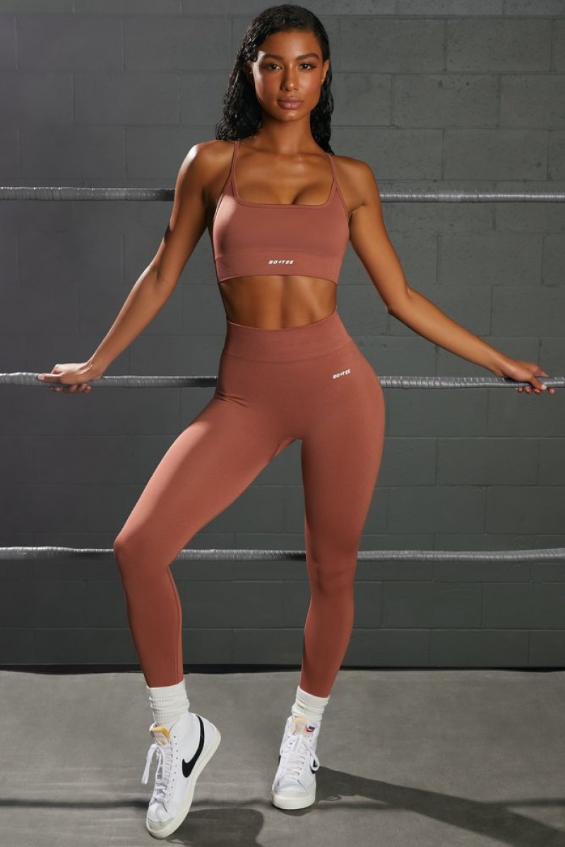 Rust Oh Polly Surge Curved Waist Seamless Leggings | NKZW-89761