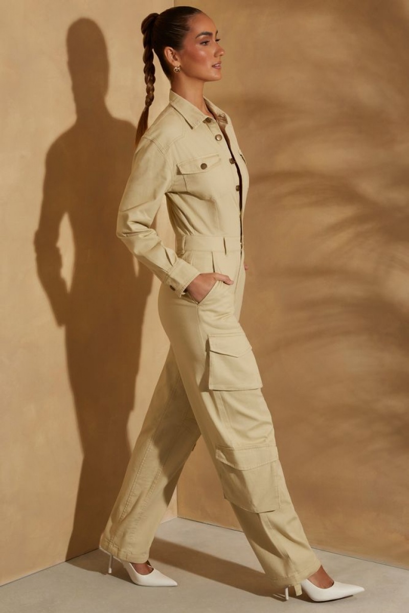 Sage Oh Polly Blake Wide Leg Long Sleeve Cargo Jumpsuit | RTDV-46520