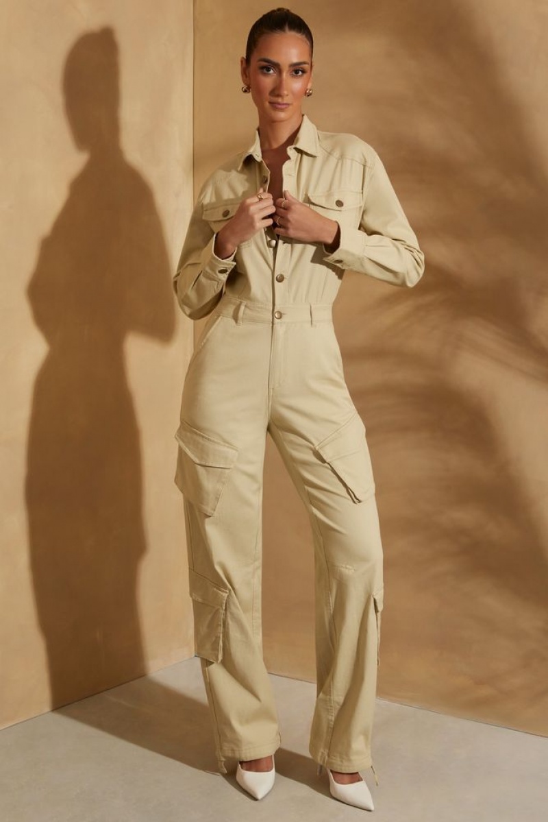 Sage Oh Polly Blake Wide Leg Long Sleeve Cargo Jumpsuit | RTDV-46520