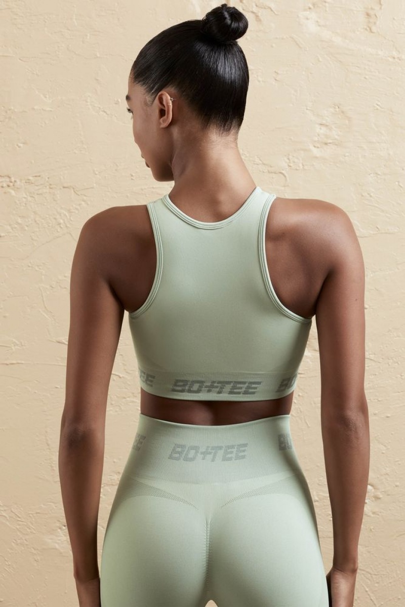 Sage Oh Polly Knockout Seamless Racerback Crop Top | RSQZ-29803