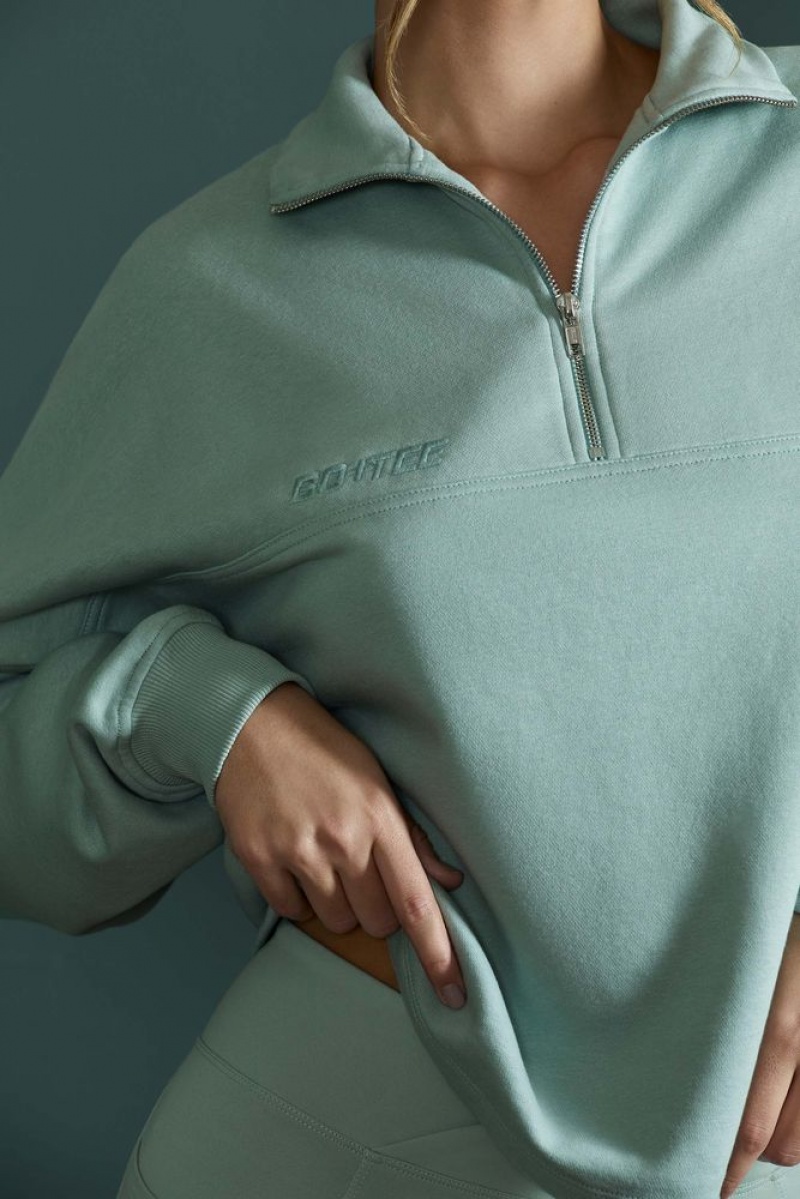 Sage Oh Polly Maintenance Oversized Half Zip Sweatshirt | XJAY-23685