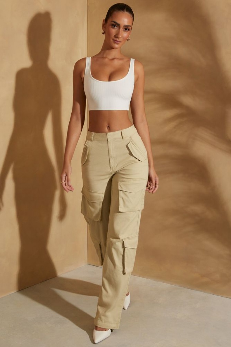 Sage Oh Polly Parker Petite High Waist Wide Leg Cargo Trousers | AITV-90715