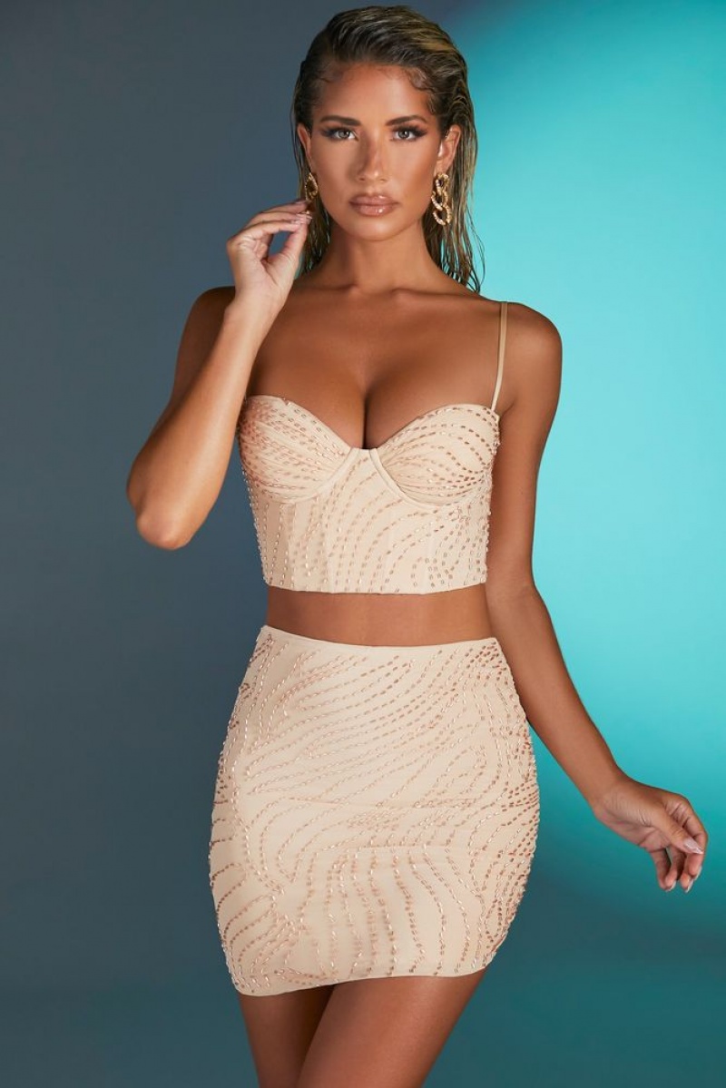 Sand Oh Polly Martinique Embellished Asymmetrical Mini Skirt | SYRI-82673