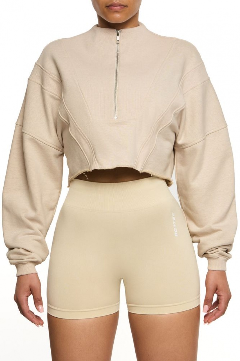 Sand Oh Polly Opportunity Cropped Sweatshirt | UZMB-53861