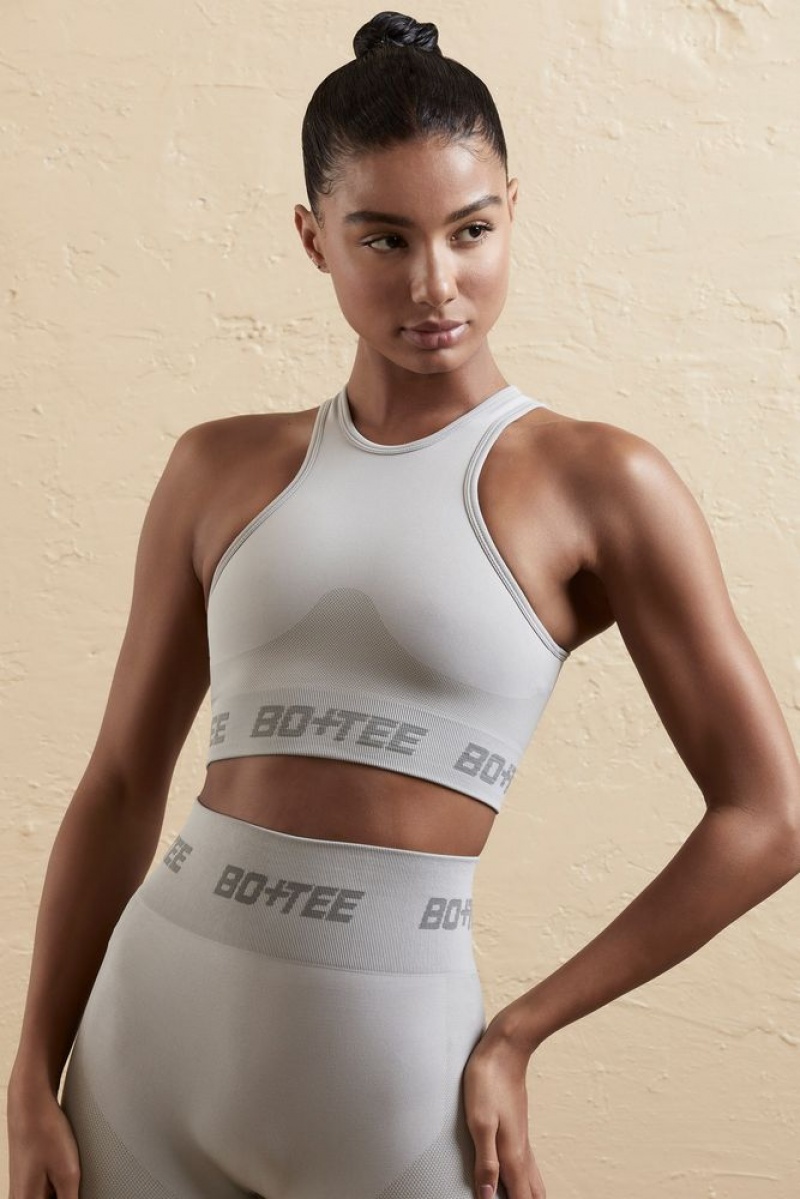 Silver Oh Polly Knockout Seamless Racerback Crop Top | FUPI-45901